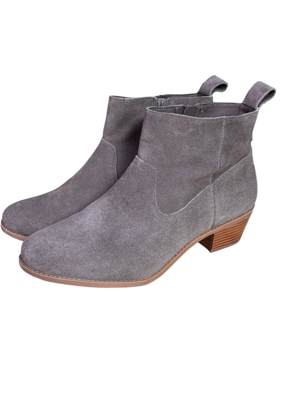 Vionic Vera Gray-Beige Suede Ankle Booties Women’s Size 10 Wide
